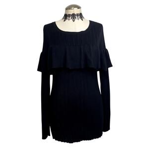 Ruffle Knit Y2K Gothic Coquette Grunge Gothic Emo Fitted Knit Sweater Medium